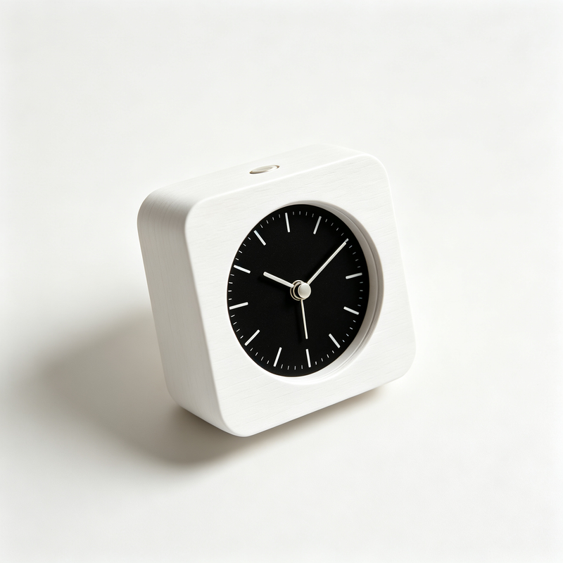 Square Wooden Analog Alarm Clock